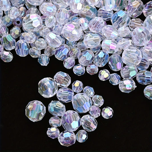 50-200pcs 6/8/10mm Faceted AB Plated Acrylic Beads