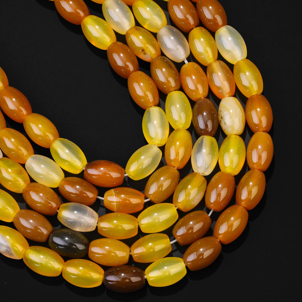 32pcs/strand 8x12mm Natural Agate Rice Shaped Beads