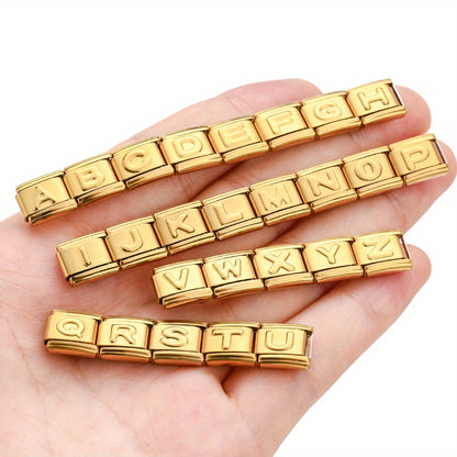 1pc 9x10mm Golden Stainless Steel Letter Bead