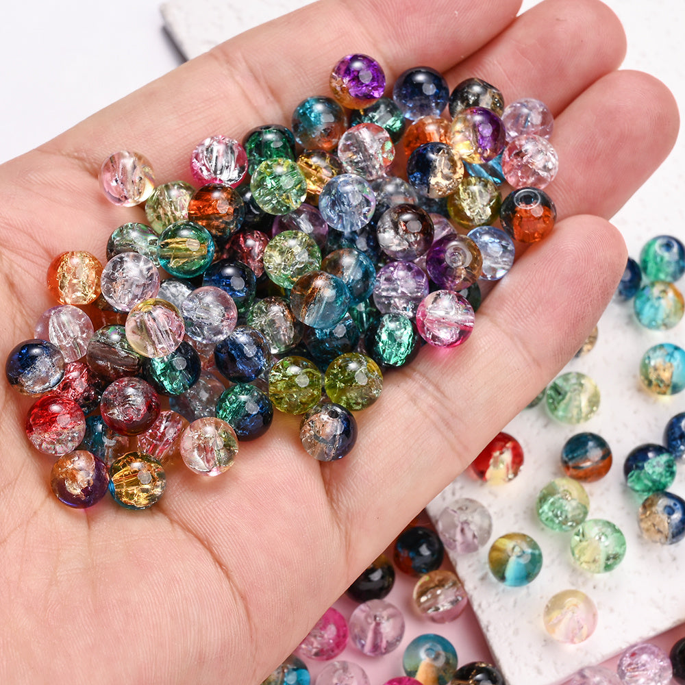 Gradient Crackle Glass Spacer Beads