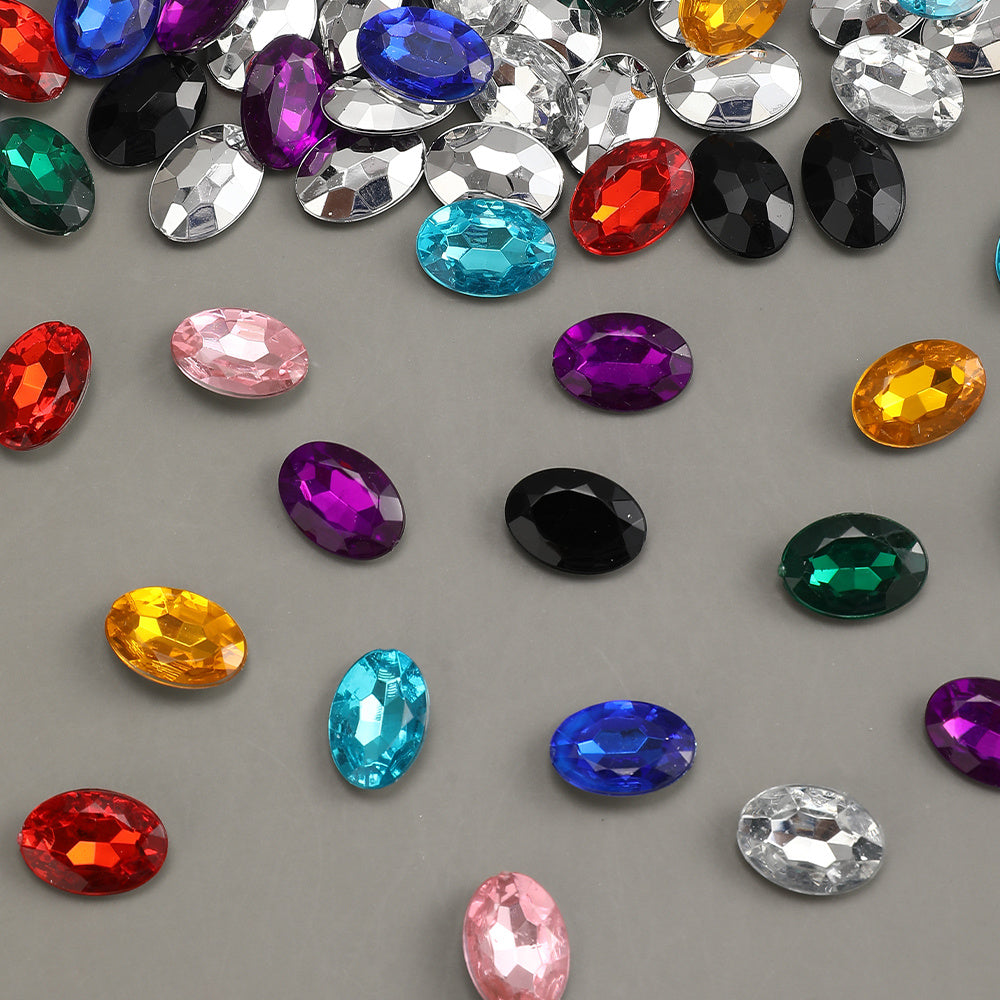 10x14mm Sparkling Oval Acrylic Rhinestone Beads