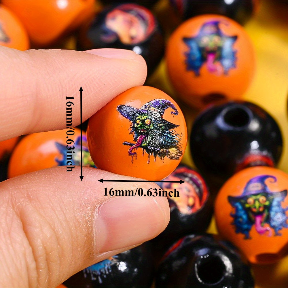 16mm Halloween Wooden Round Beads