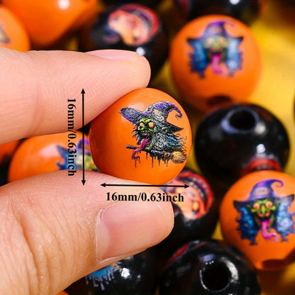 16mm Halloween Wooden Round Beads