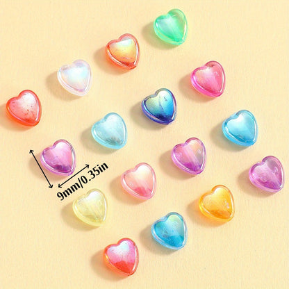 100pcs Colorful Heart Acrylic Beads