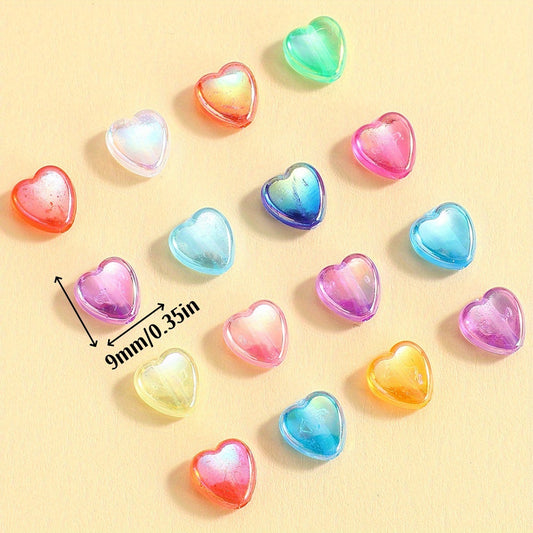 100pcs Colorful Heart Acrylic Beads