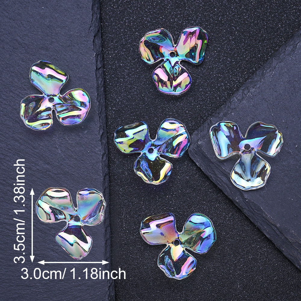 30x35mm UV Coated Floral Acrylic Beads