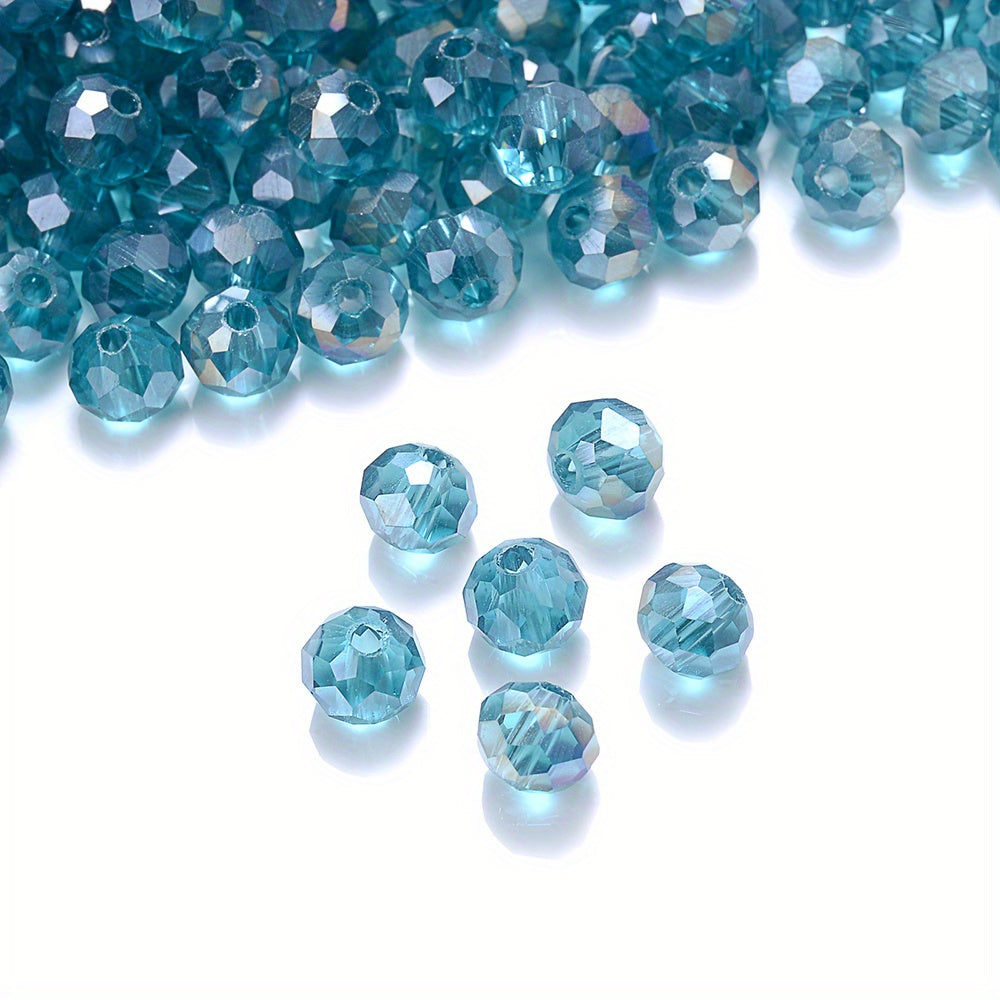 68/88/130pcs 4/6/8mm Lake Blue Artificial Crystal Cutting Surface Beads