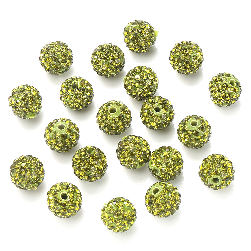 10mm AB Shiny Rhinestone Clay Beads
