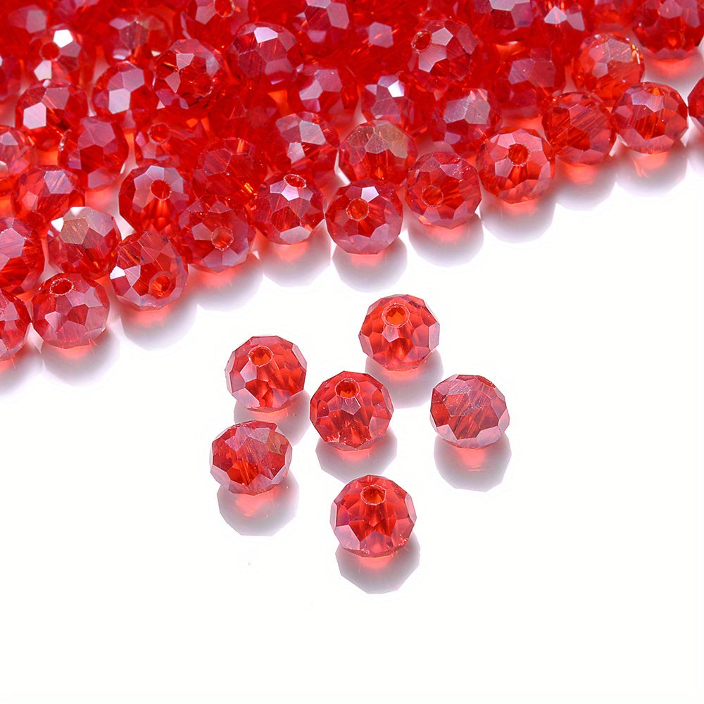 68/88/130pcs 4/6/8mm AB Red Artificial Crystal Flat Beads