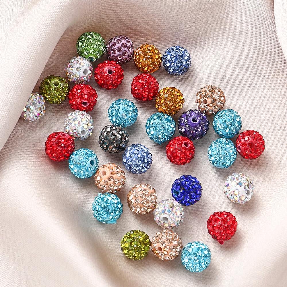 10mm AB Shiny Rhinestone Clay Beads