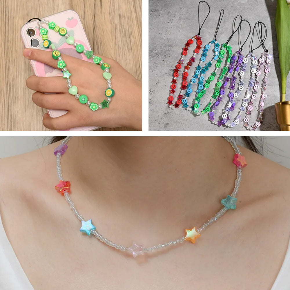 AB Color Acrylic Heart and Star Spacer Beads