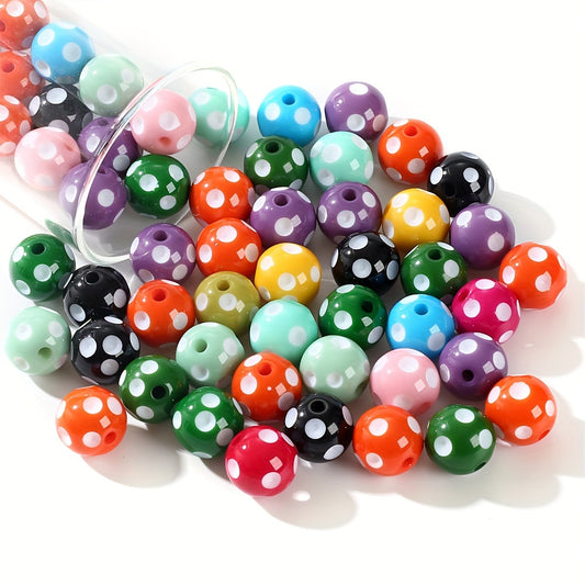 10pcs 16mm Vintage Dot Print Resin Beads