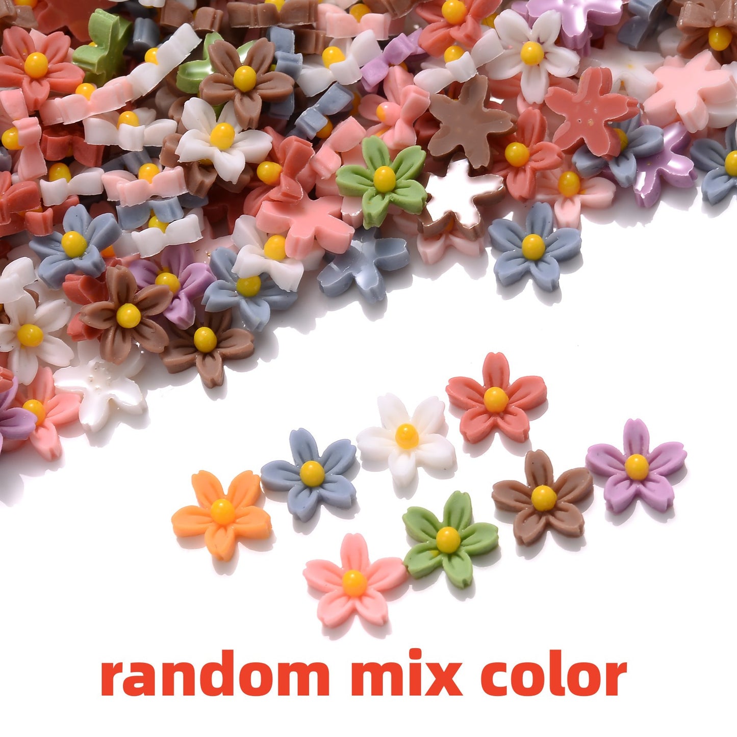 100pcs Mini Flower Flatback Beads