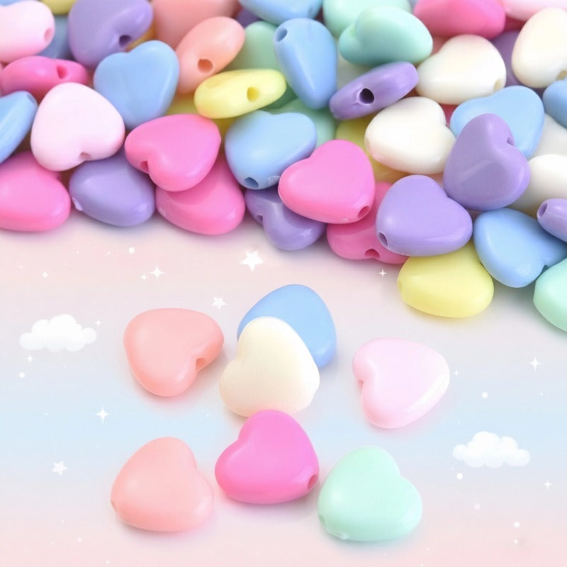 50pcs 12x11mm Heart-Shaped Acrylic Beads