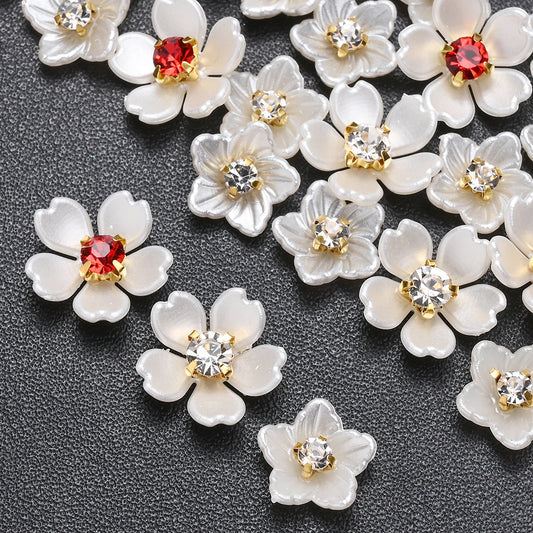 30pcs Beige Flower Flatback Petal Beads