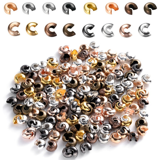 100pcs Copper Round Crimp End Beads