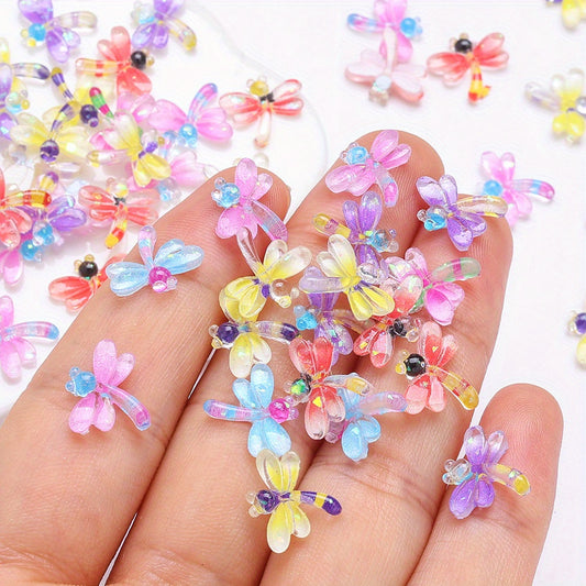 30pcs Colorful Resin Dragonfly Patch Beads