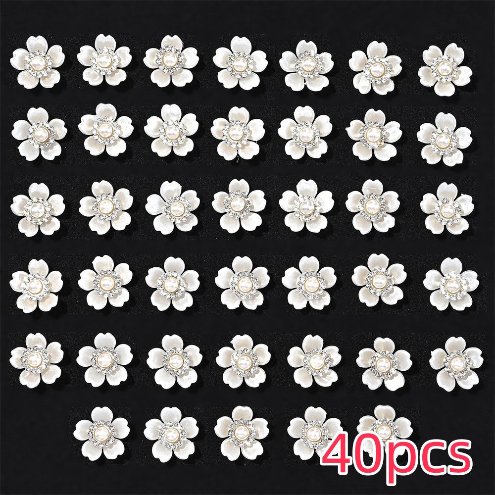 Flower Shape Acrylic Imitation Pearl Flatback Beads