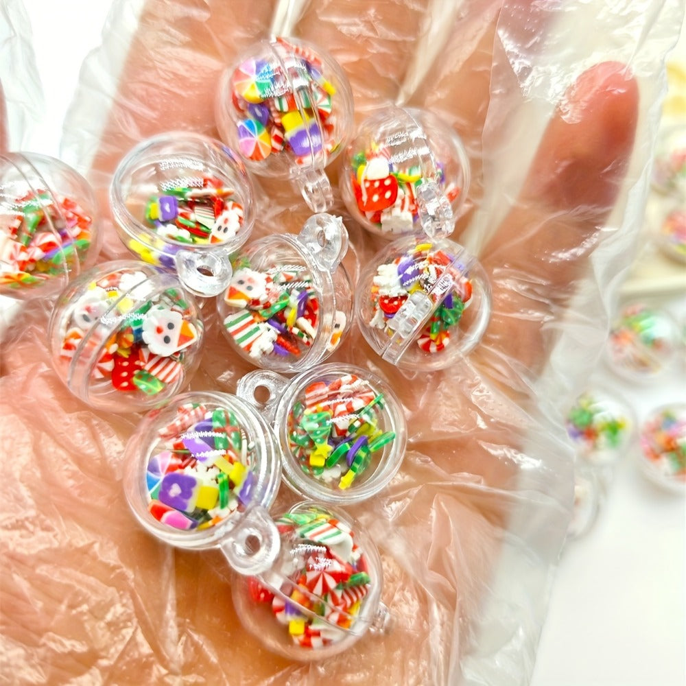 20mm Christmas Clear Round Ball Pendant Beads