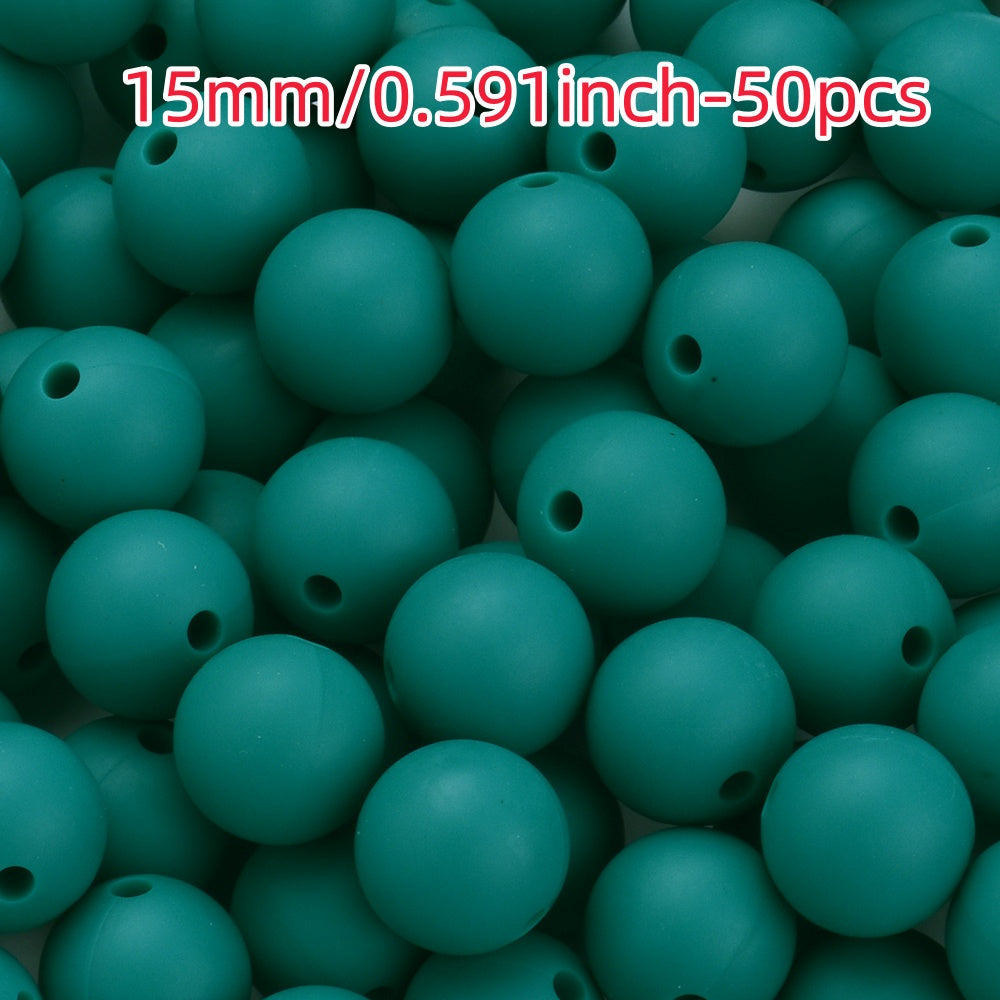 50pcs 12/15mm Rainbow Silicone Round Focal Beads