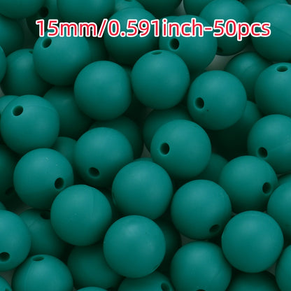 50pcs 12/15mm Rainbow Silicone Round Focal Beads