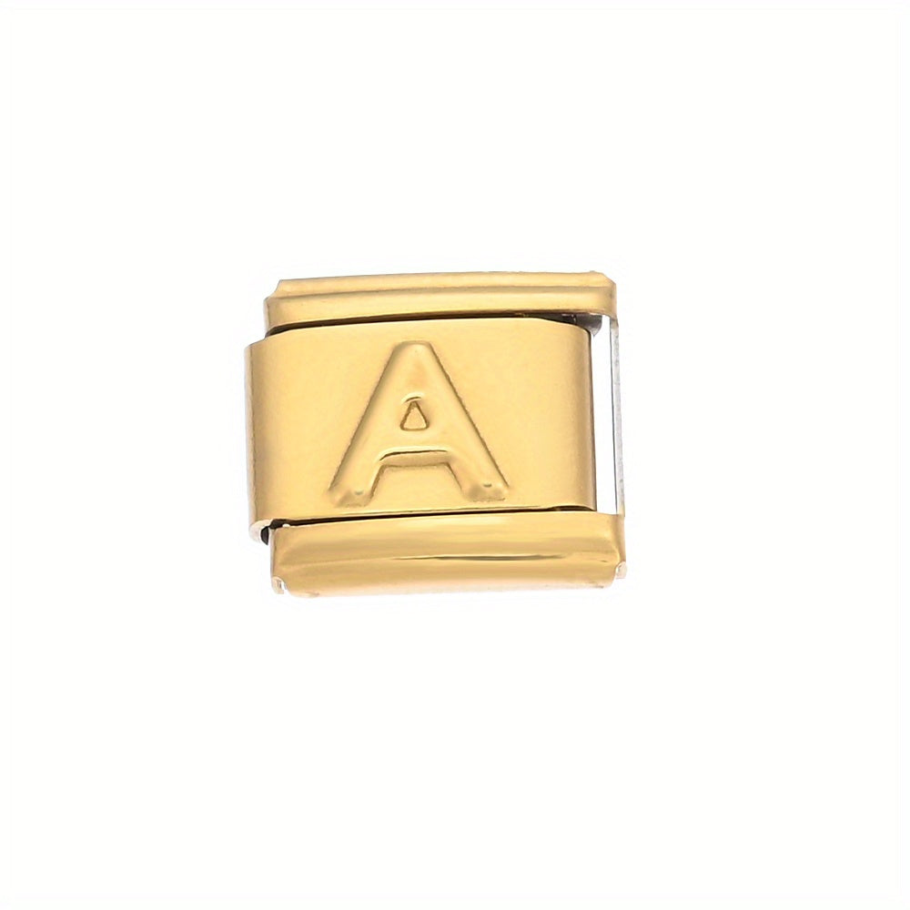 1pc 9x10mm Golden Stainless Steel Letter Bead
