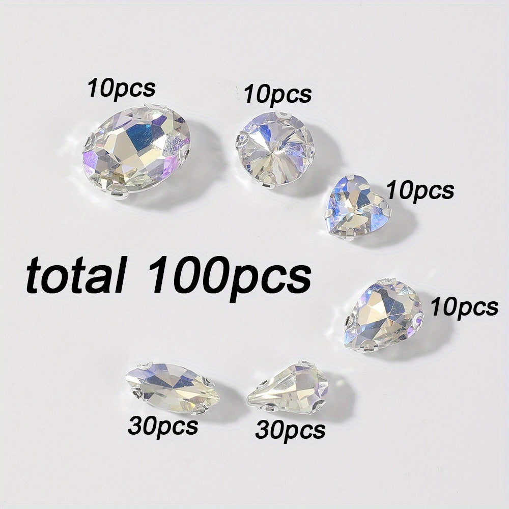 Silvery Flatback Rhinestone Beads Set