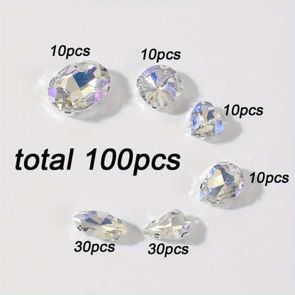 Silvery Flatback Rhinestone Beads Set