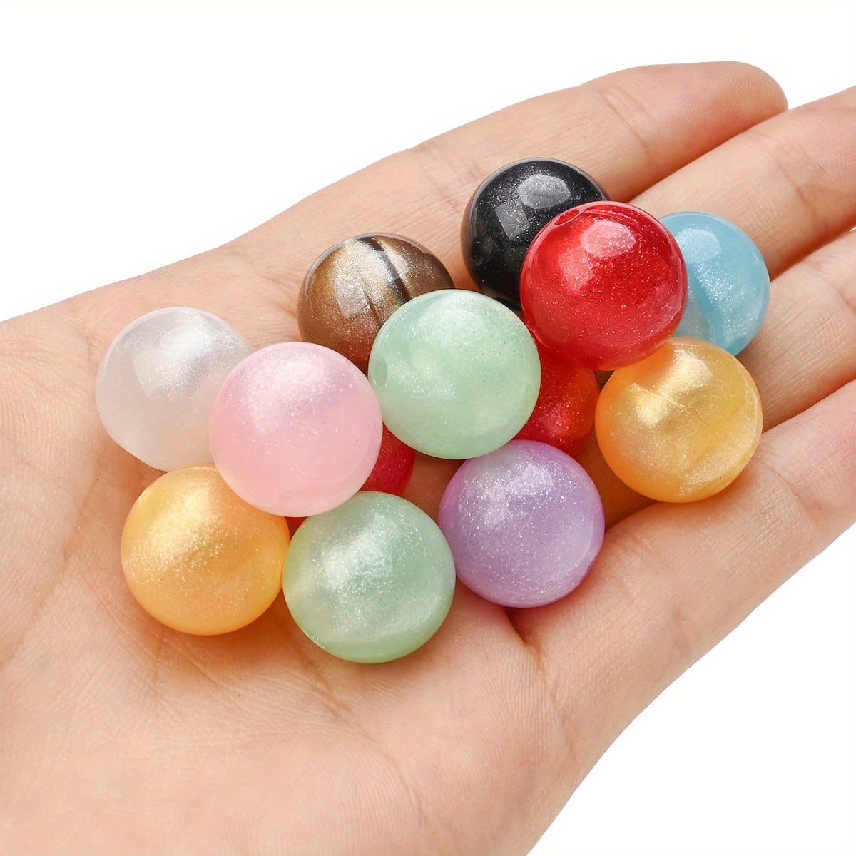 16mm Fine Flash Acrylic Round Beads