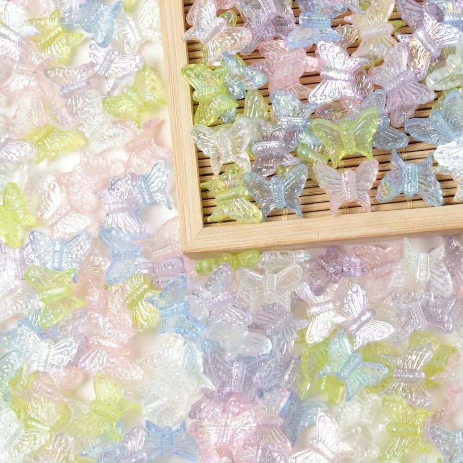 Mixed Acrylic Crystal AB Butterfly Beads