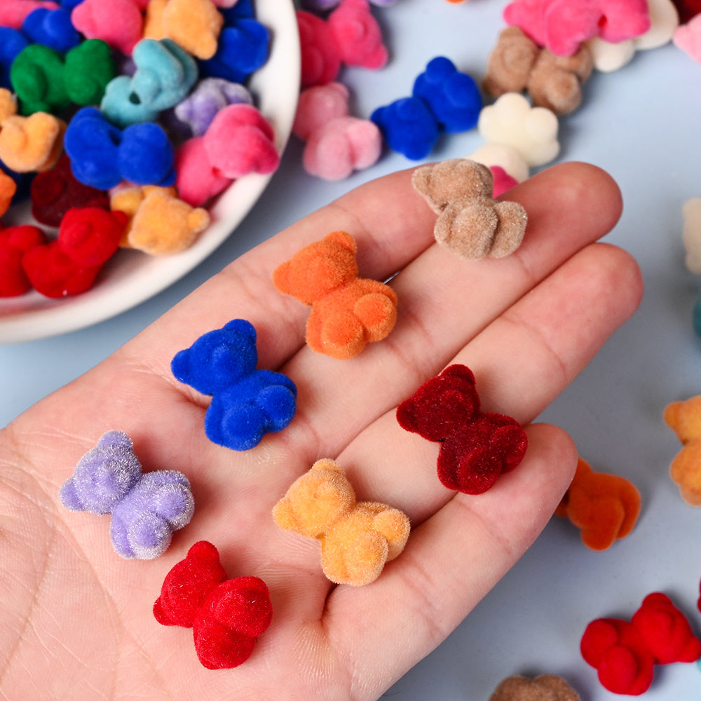 Resin Flocked Bowknot Beads