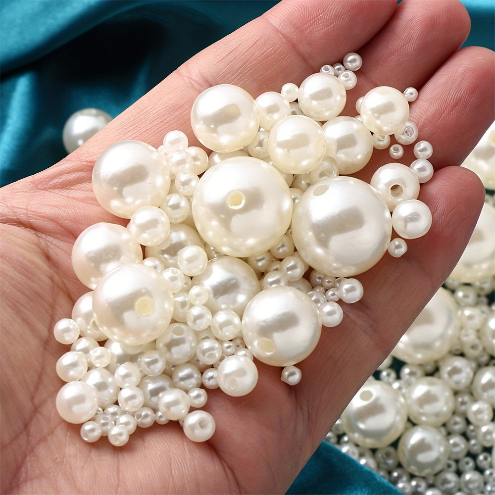 850Pcs Imitation Pearl Beads White Ivory Acrylic Loose Spacer Beads for Jewelry Making DIY Bracelet Necklace Handmade Accessories