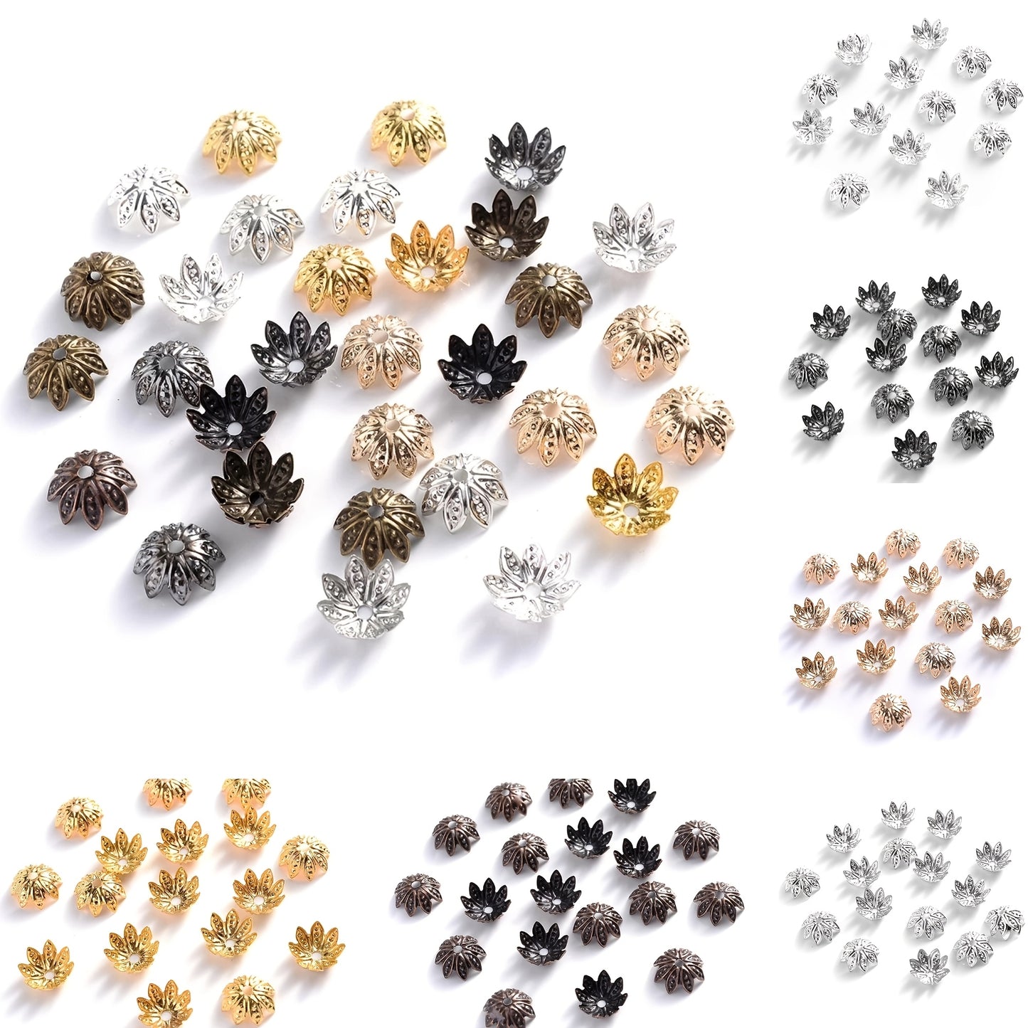 Hollow Flower End Bead Cap Torus Spacer Beads