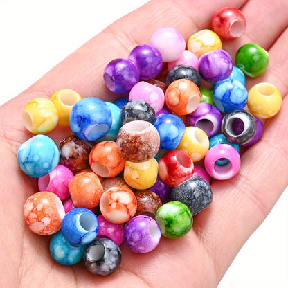 10/12mm Mixed Color Acrylic Large Hole Round Beads