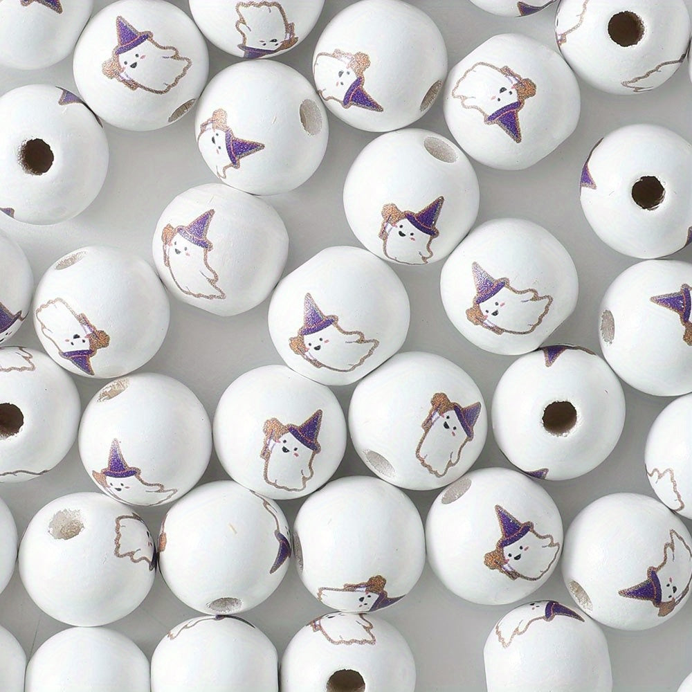 Halloween Wooden Round Beads