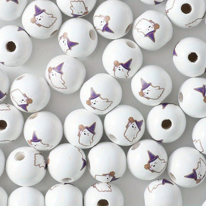 Halloween Wooden Round Beads