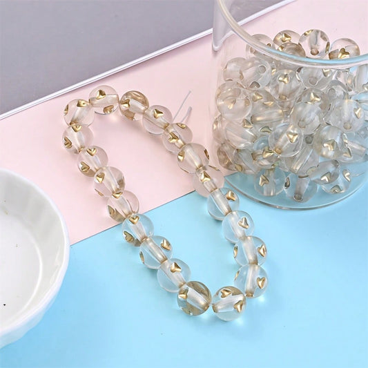 50pcs 12mm Clear Acrylic Heart Beads
