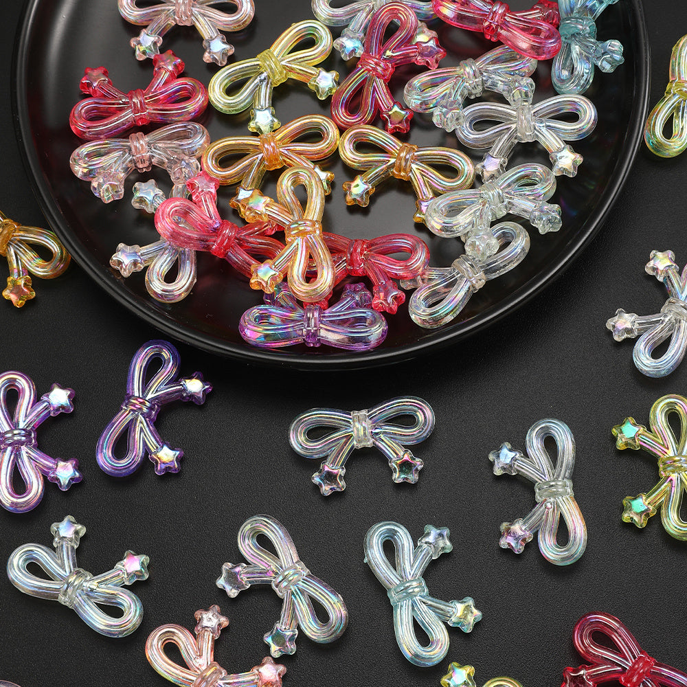 20x34mm AB Transparent Bowknot & Star Acrylic Beads