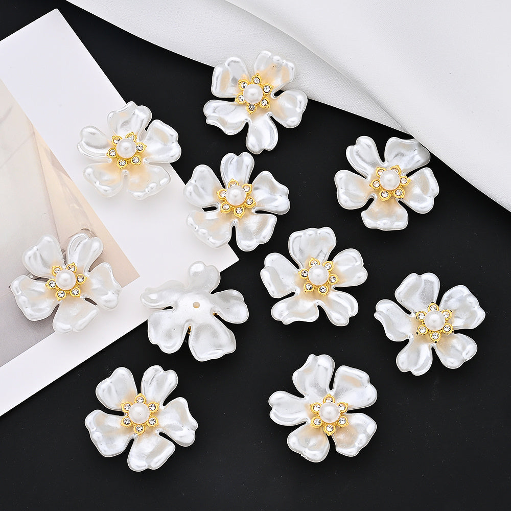 White Acrylic Flower Flatback Beads