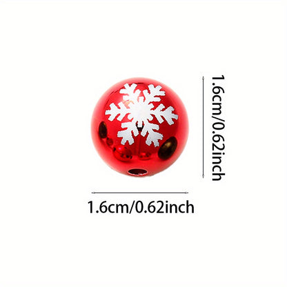 16mm Christmas Snowflake Print Acrylic Beads