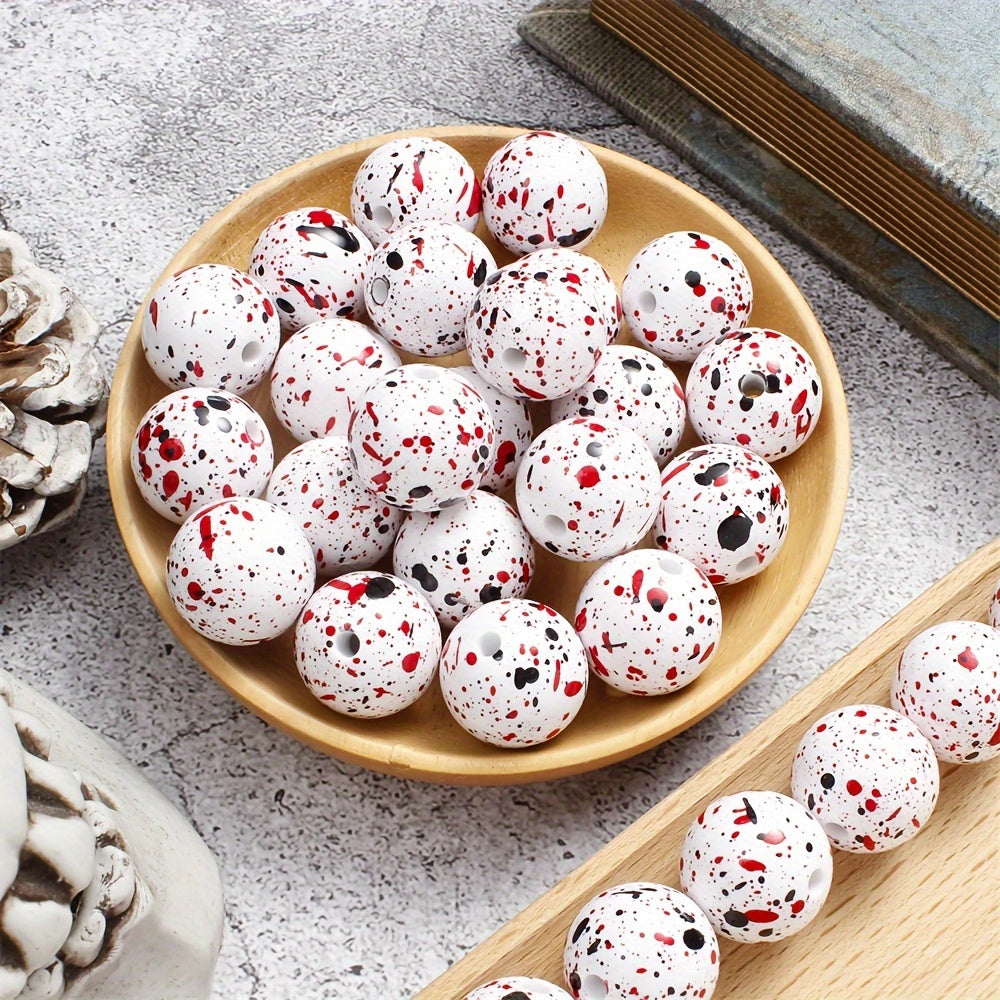 5pcs 20mm Halloween Bloodstain Spot Acrylic Round Beads