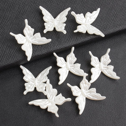 30pcs Pearlescent White Butterfly Beads