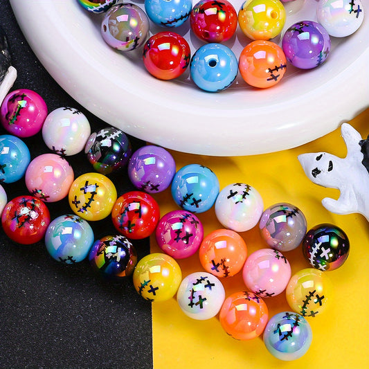 10pcs 16mm Halloween Ghost Face AB Acrylic Beads