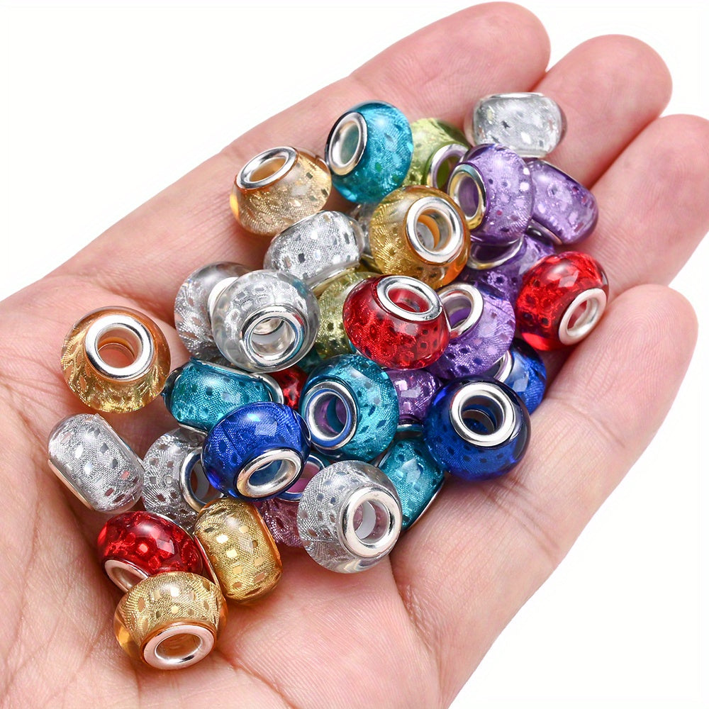 9x14mm Silvery Flat Round Acrylic Focal Beads