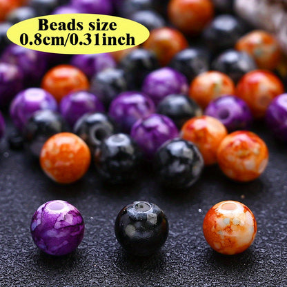 8mm Halloween Crackle Acrylic Round Beads