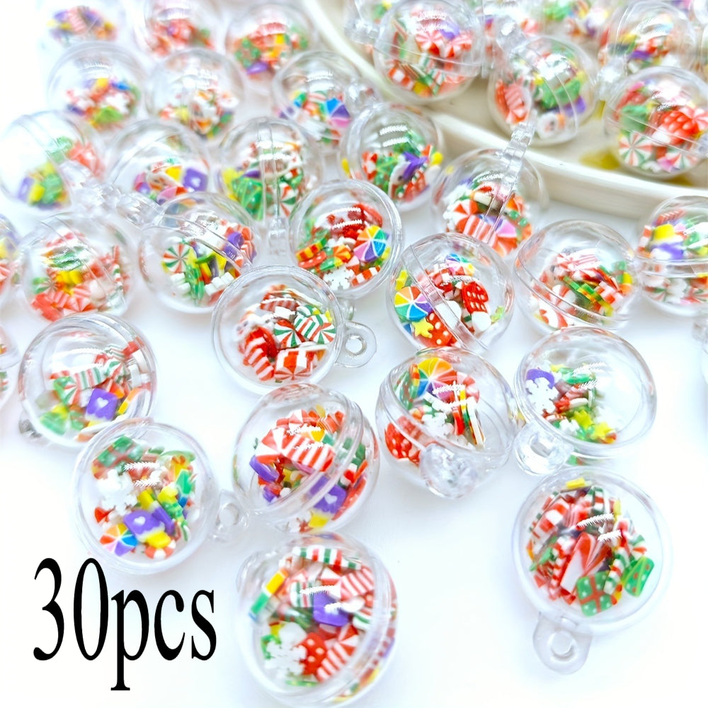 20mm Christmas Clear Round Ball Pendant Beads