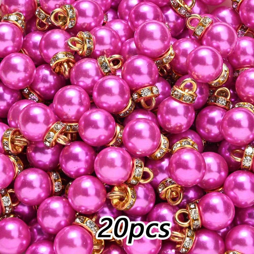 20pcs 10x15mm Multicolor Imitation Pearl Ball Charms