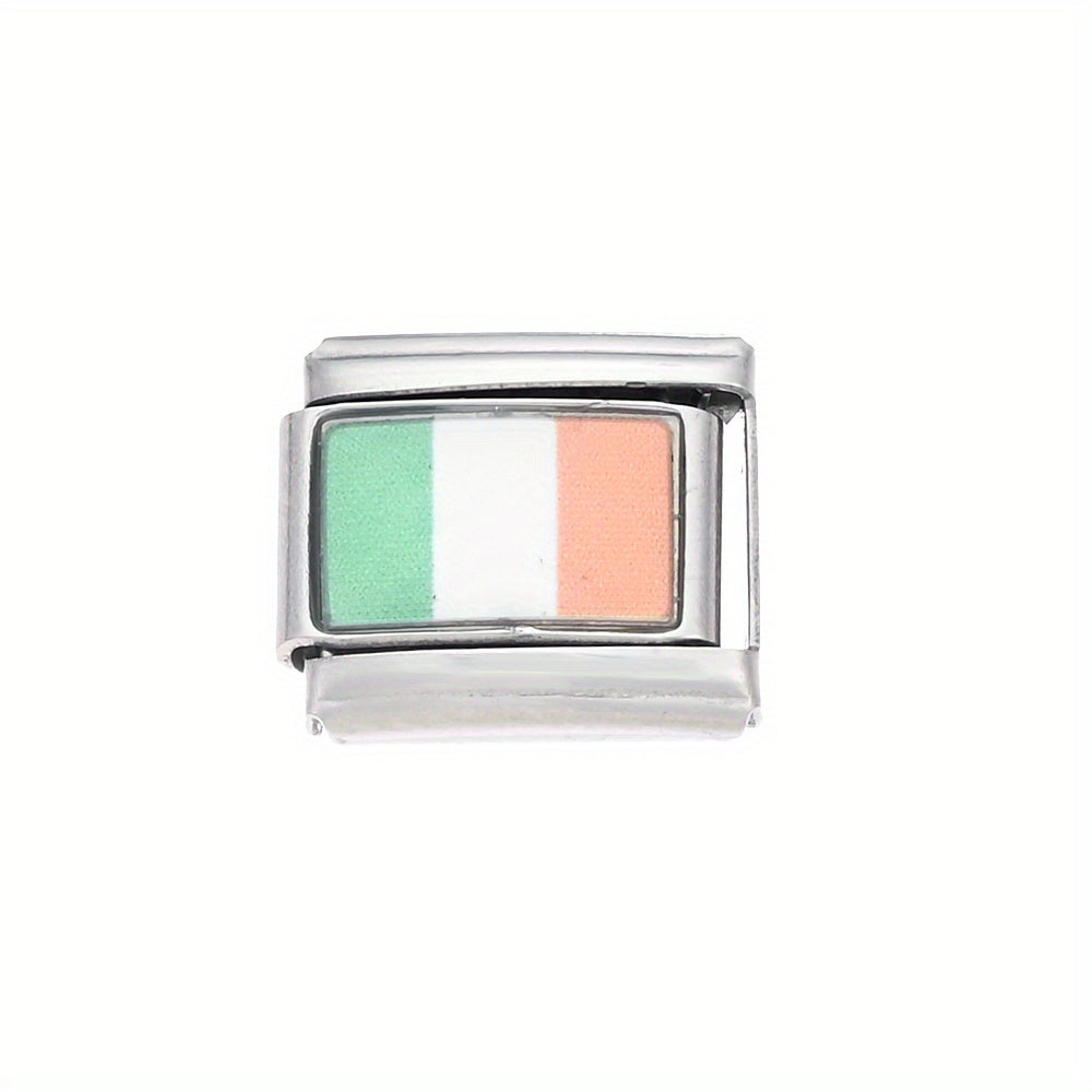 1pc 9x10mm Stainless Steel World Flag Module Charm Bead
