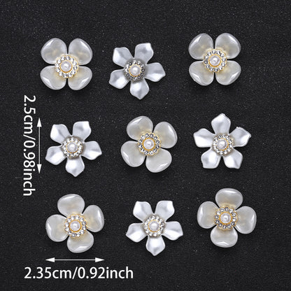20pcs/set Flower Charm Beads with Artificial Pearl and Rhinestone