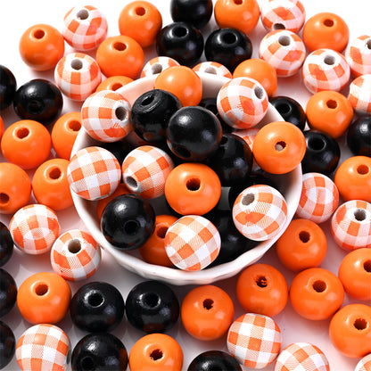 Halloween Buffalo Plaid Wooden Beads